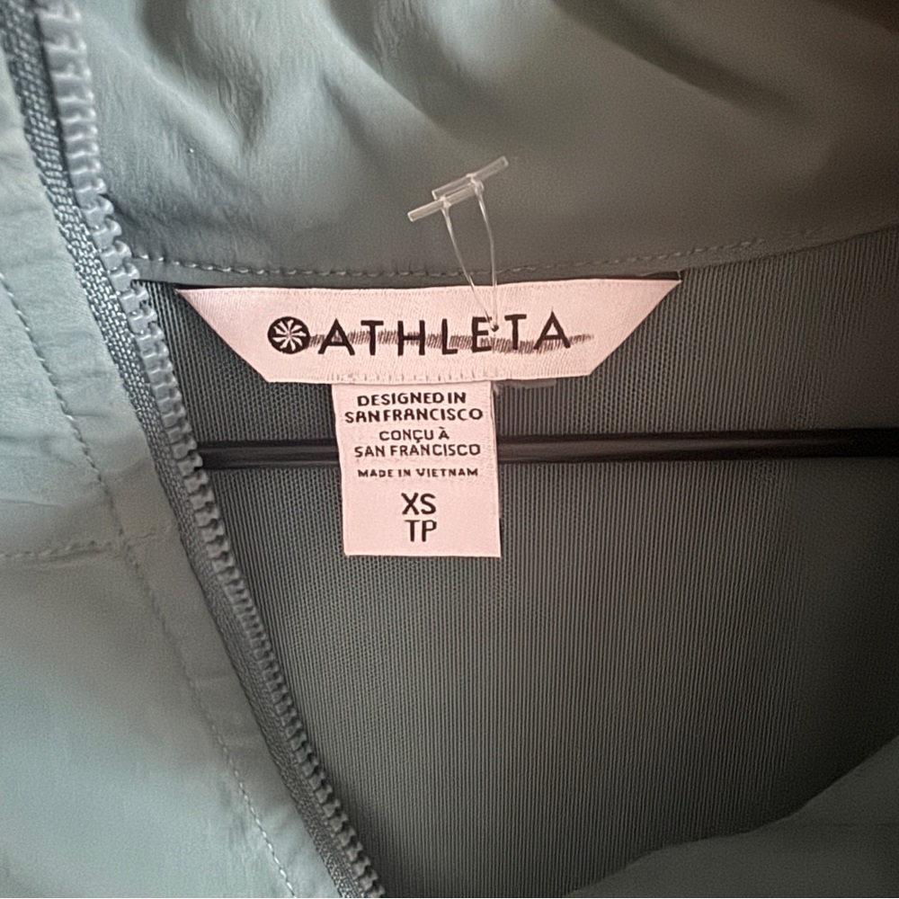 Athleta Advantage Poplin Top XS Teal Breathable Zip Pockets Ventilation - Picture 3 of 6